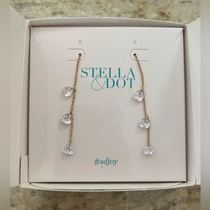 Stella & Dot “dripping in diamonds earrings in gold. New in box.
